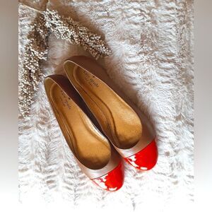 Kate Spade Ballet Flat Patent Leather Women's Orange Cap toe Size 7.5